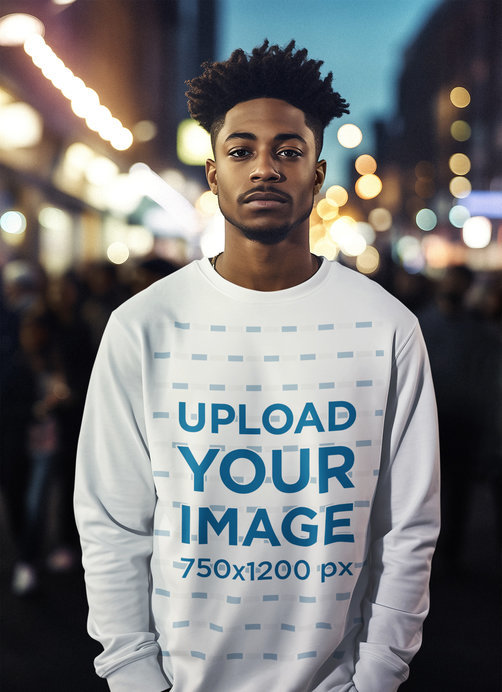 Long Sleeve Tee Mockup of an AI-Generated Man at a Black History Month Protest