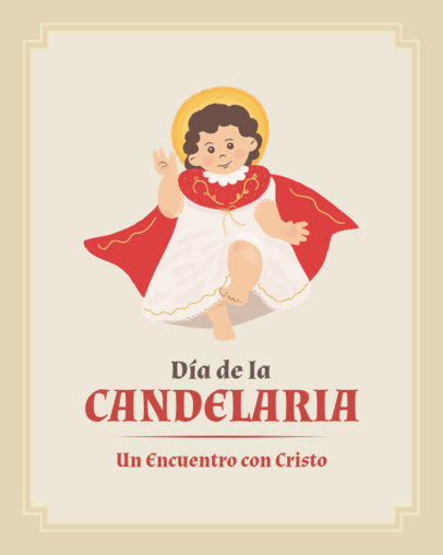 Illustrated Instagram Post Template Featuring a Baby Jesus for Dia de la Candelaria