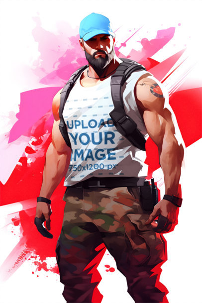 Tank Top Mockup of an Illustrated Character Inspired by Valorant m36500