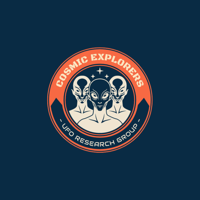 Online Logo Template for a UFO Research Group Featuring Alien Graphics