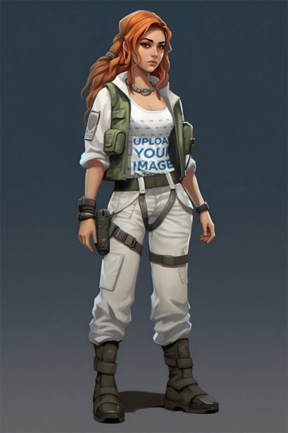 Tank Top Mockup of an Illustrated Female Character Inspired by Valorant's Skye m36507