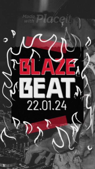 Instagram Story Video Maker with Animated Flame Graphics for a DJ Event Ad 7389a 7631
