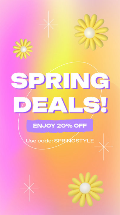 Instagram Story Generator for a Spring Deals Ad Featuring a Gradient Background 5230k-6181