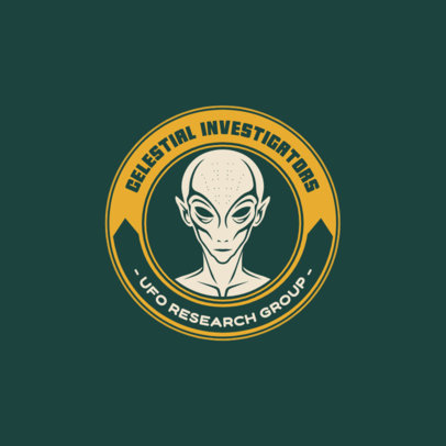 Logo Template Featuring an Emblem with an Alien for a UFO Research Club 6301i