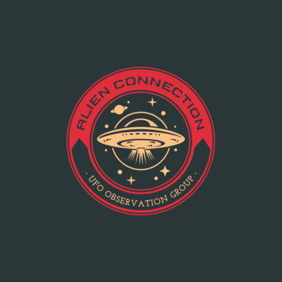 Alien Seeking Association Logo Generator Featuring a UFO Illustration 6301g