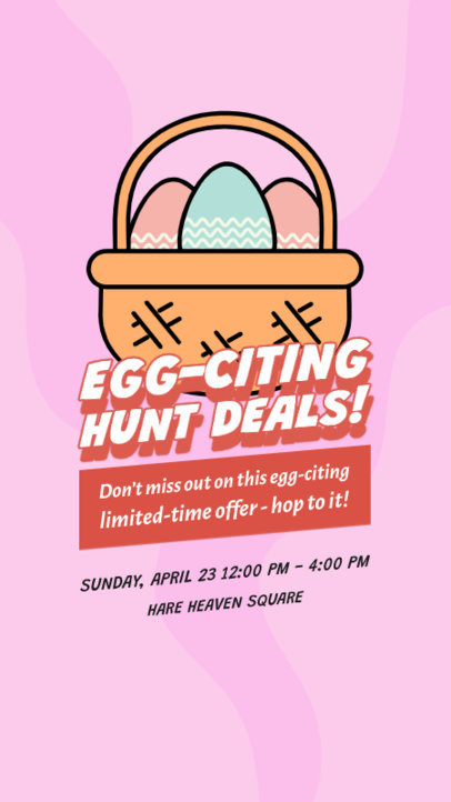 Instagram Story Maker Featuring an Illustrated Basket With Easter Eggs and a Deal Offer 5804i-6179