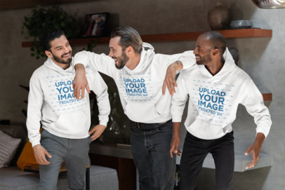 Gildan Hoodie Mockup Featuring a Group of Men in a Bachelor Party