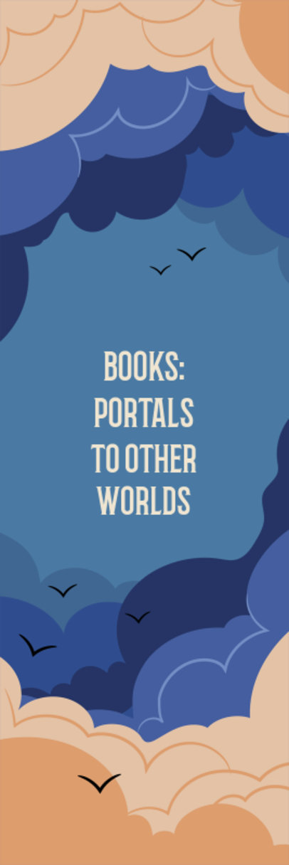 Bookmark Design Template With a Clouds Frame and a Books-Themed Quote 5426k-6176