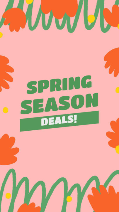 Instagram Story Template with Flower Illustrations for Spring Season Deals 5849l-6180