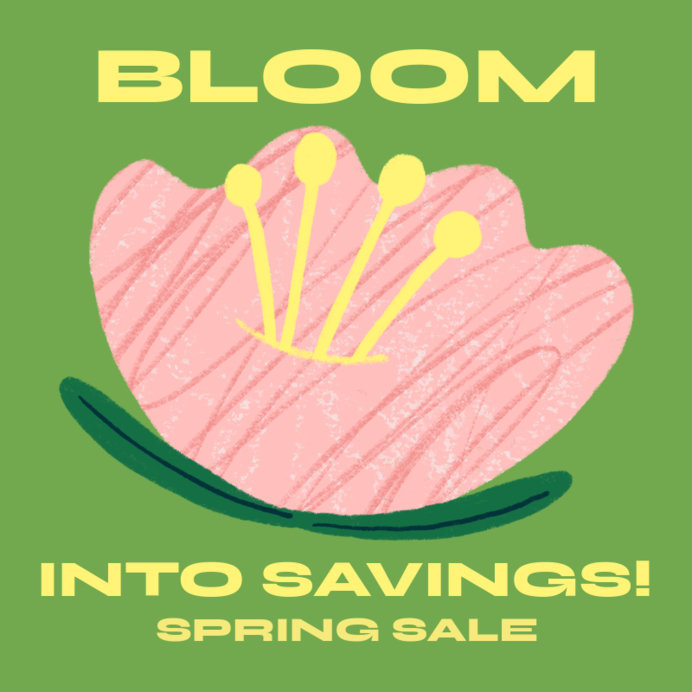 Instagram Post Maker with an Illustrated Blooming Flower for a Spring Sale Ad
