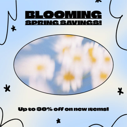 Instagram Post Template with Flower Illustrations for a Spring Discounts Ad 5003i-6180