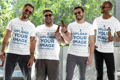 Bachelor-Themed Mockup of a Group of Happy Men Wearing Bella Canvas T-Shirts