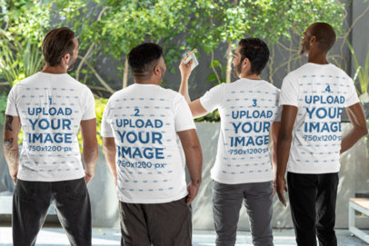 Bachelor-Themed Mockup Featuring the Back-View of Men Wearing Bella Canvas T-Shirts