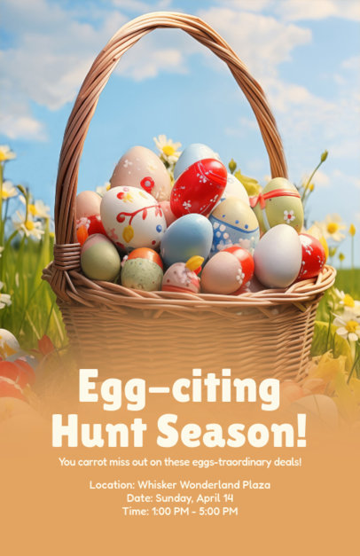 Flyer Design Creator With an Egg-Hunt Theme to Promote an Easter Sale