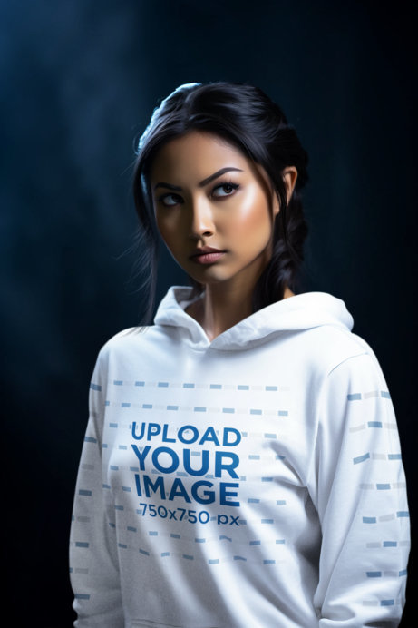Hoodie Mockup of an AI-Created Woman Inspired by a Valorant Character