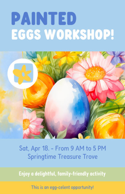 Illustrated Flyer Design Template Featuring an Event for an Easter Egg Workshop