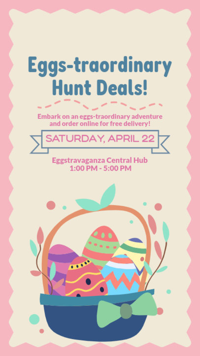 Instagram Story Creator Featuring an Egg-Hunting-Themed Promo Offer 