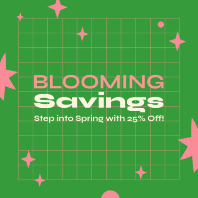 Instagram Post Creator Featuring Sparkling Graphics for a Spring Discount Ad 4169l-6181