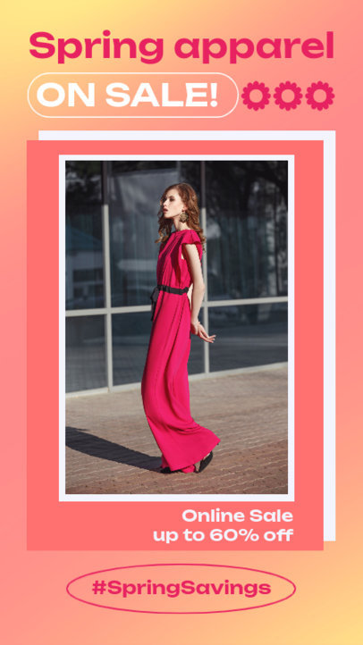 Instagram Story Template with a Gradient Background for an Apparel Spring Sale