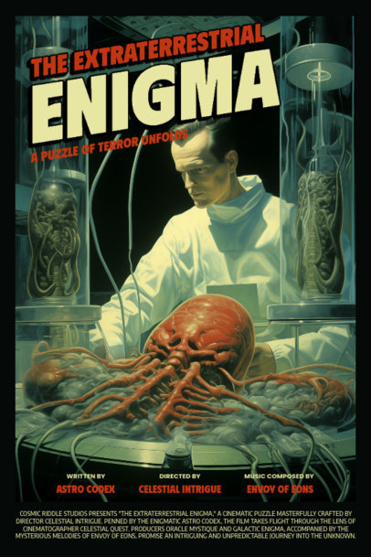 Poster Design Creator for a Classic Sci-Fi Movie Featuring an Illustrated Doctor with Aliens
