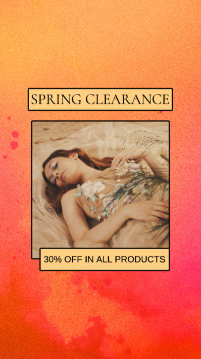 Instagram Story Creator with a Grainy Background for a Spring Clearance Ad 3170h-6182
