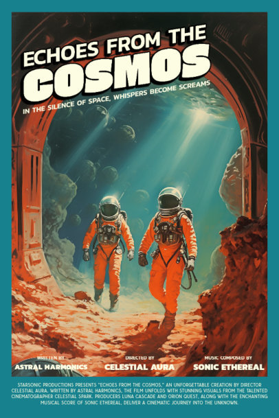 Poster Design Maker Featuring Astronauts for an Alien-Themed Sci-Fi Movie
