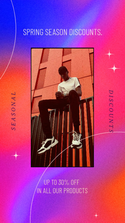 Instagram Story Template for a Spring Discounts Ad Featuring a Gradient Grainy Background 4234i-6182