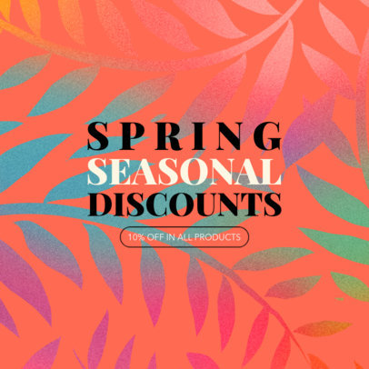 Instagram Post Generator for a Spring Sale with Palm Leaves in the Background