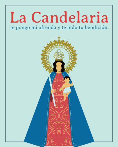 Instagram Post Template with an Illustrated Virgin of Candelaria and a Prayer