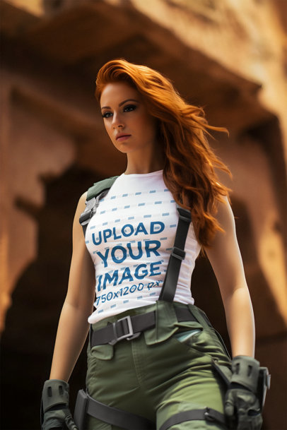 Valorant-Inspired Mockup Featuring an AI-Generated Woman Wearing a Tank Top m36504