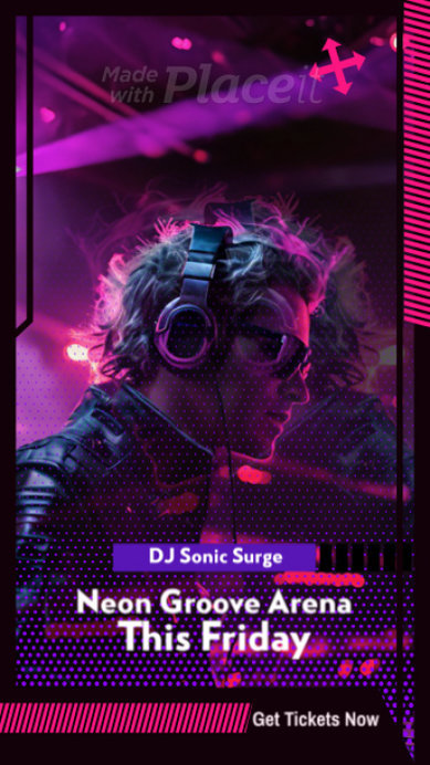 Instagram Story Video Template Featuring Cool Animations for a DJ Show