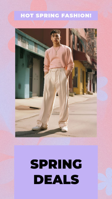 Instagram Story Template with Flower Silhouettes for a Spring Fashion Deals Ad