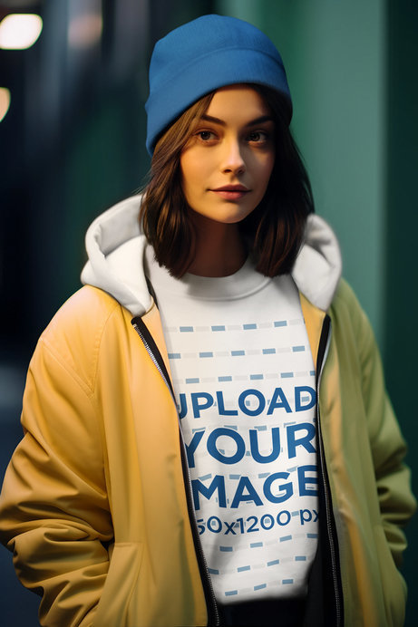 Valorant-Inspired Sweatshirt Mockup of a Woman Generated by AI 
