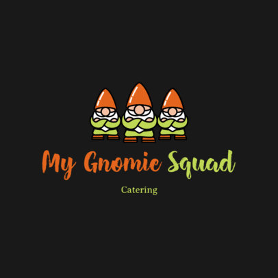 Catering Services Logo Template with Illustrated Gnomes