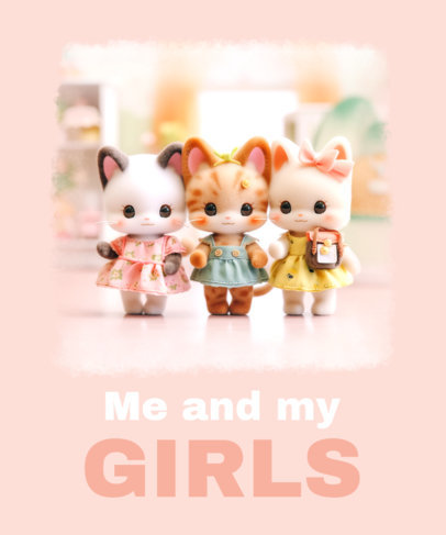 Adorable T-Shirt Design Template With Cute Animal Graphics Inspired by Ternurines