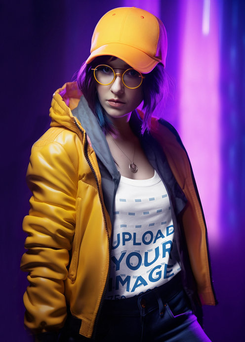 Killijoy-Inspired Mockup Featuring an AI-Generated Woman Wearing a T-Shirt
