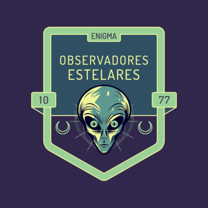 UFO-Watching Squad Logo Maker Featuring an Emblem with an Alien