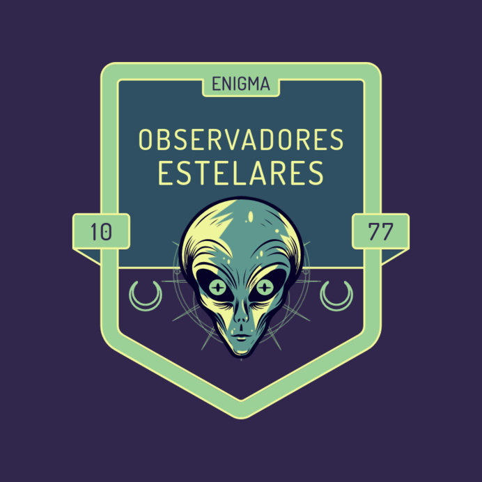 Placeit - UFO-Watching Squad Logo Maker Featuring an Emblem with an Alien