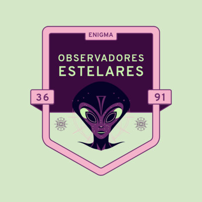 Logo Template for a UFO-Watching Club Featuring an Alien Graphic