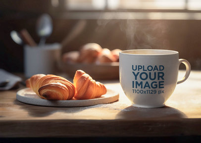 Coffee Mug Mockup Featuring an AI-Generated Cinematic-Themed Setting