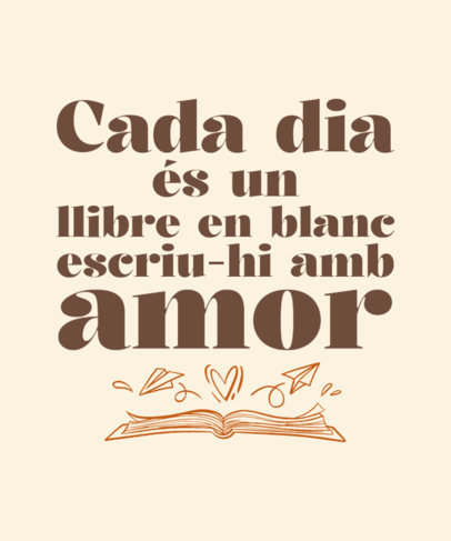 T-Shirt Design Creator Featuring a Book-Themed Quote in Catalan