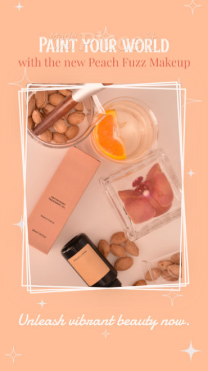 Makeup Instagram Story Video Template Featuring a Peach Fuzz-Inspired Aesthetic