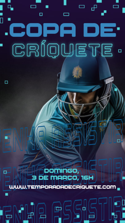 Instagram Story Template Featuring a Cricket Player to Advertise a Tournament 6297h