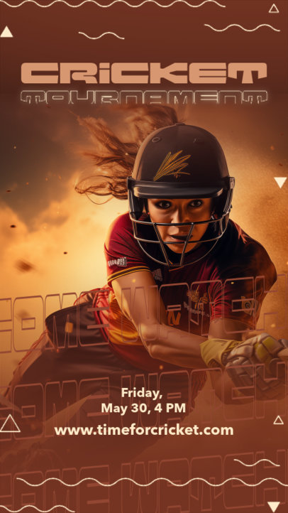 Instagram Story Template with a Female Cricket Player to Promote a Tournament 6297l