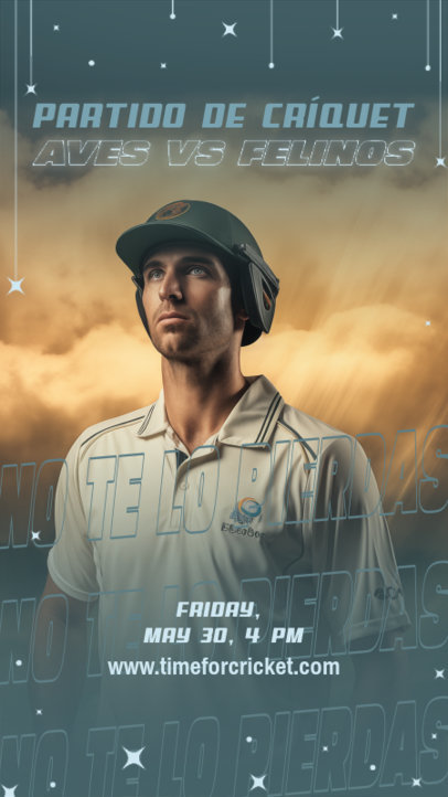 Instagram Story Generator for a Sports Game Featuring a Cricket Player Graphic 6297m