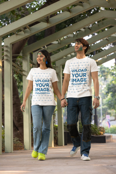 Holi Fest Mockup Featuring a Man and Woman With Scott International T-Shirts