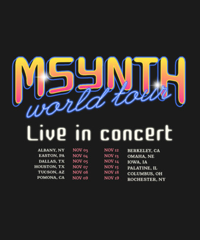 Back T-Shirt Design Maker With a Boyband Tour Dates Inspired by N'Sync