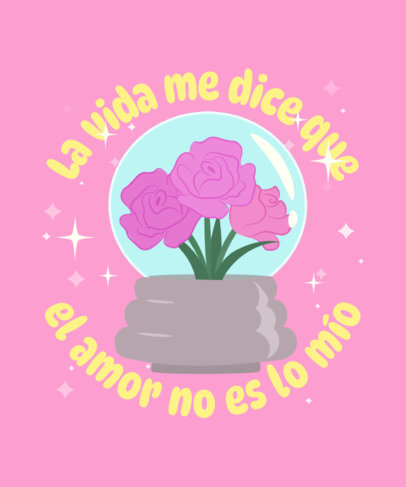 Betty La Fea-Inspired T-Shirt Design Creator Featuring Illustrated Flowers and a Quote