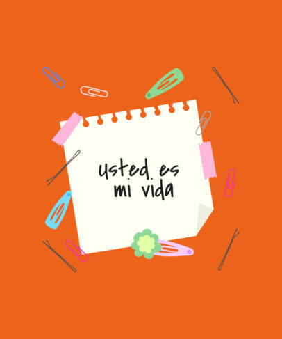 Ugly Betty-Inspired T-Shirt Design Maker Featuring a Love Phrase and Colorful Hair Pins