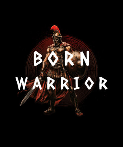 T-Shirt Design Template With a Roman Warrior Graphic Featuring a Quote